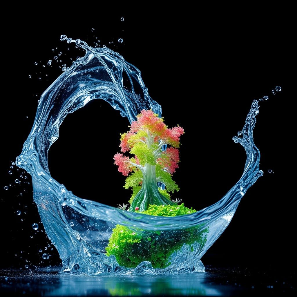 Luminous Water Forest in Ethereal Glow