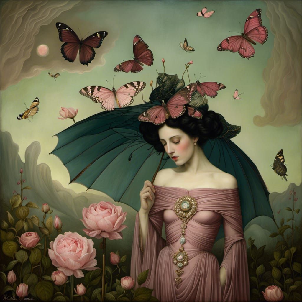 Tragic Surrealism in Antique Pink and Delicate Detail