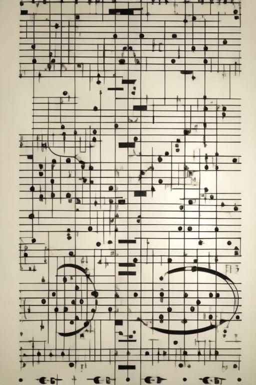 Complex Graphic Score Mixing Anatomy and Music