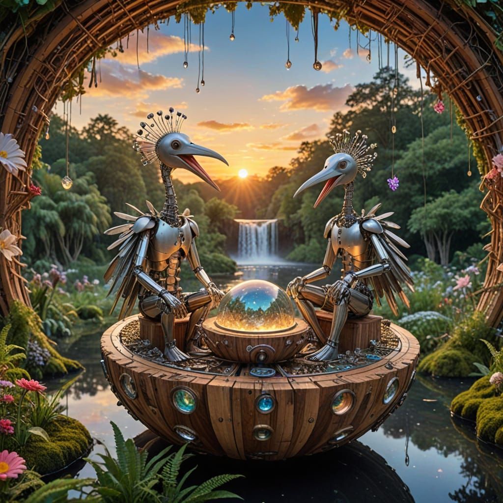 Ethereal Figures Compose Poems in Surreal Galaxy