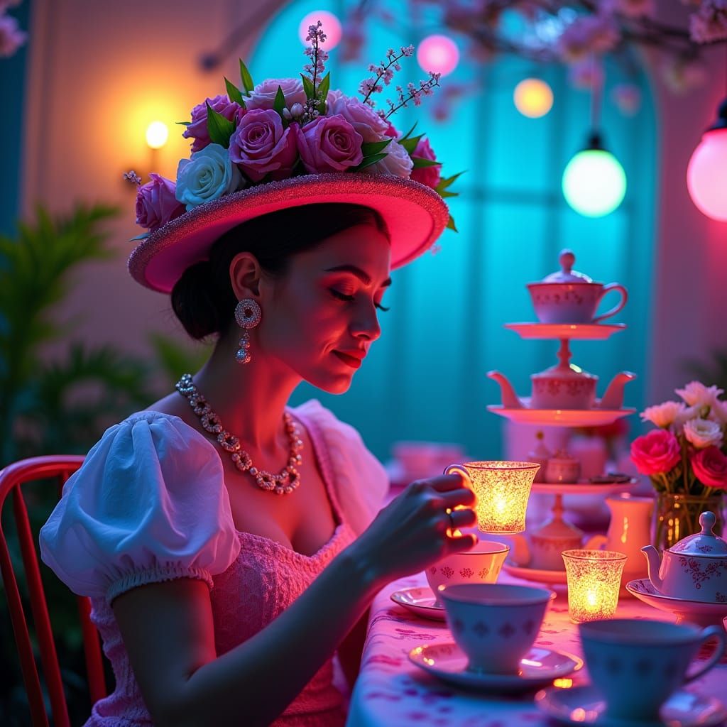 Neon Tea Party in Electric English Garden