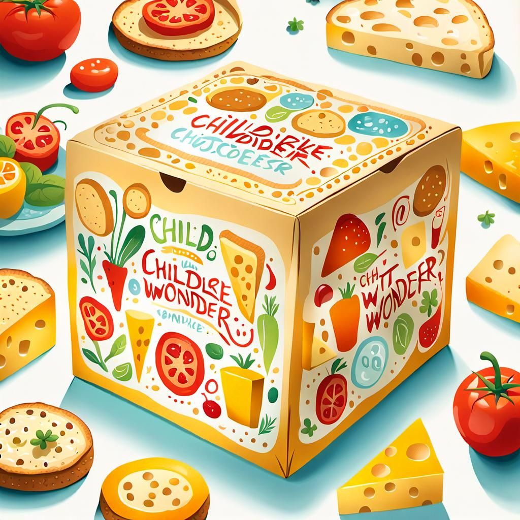Playful Food Box Illustration in Whimsical Style