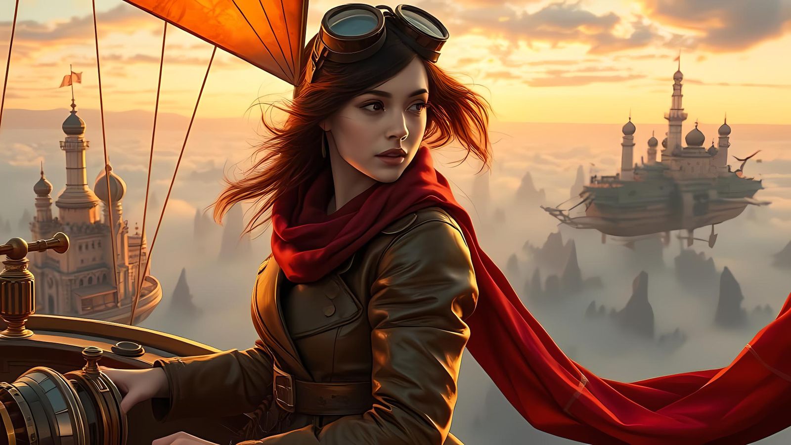 Steampunk Airship Adventure at Sunset