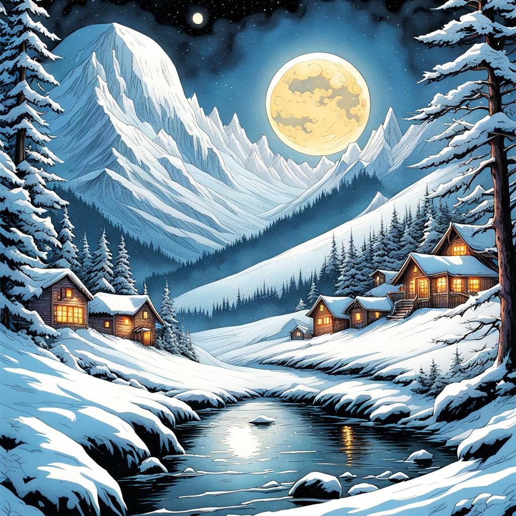 Contrasting Chaotic Landscapes in Watercolor Style