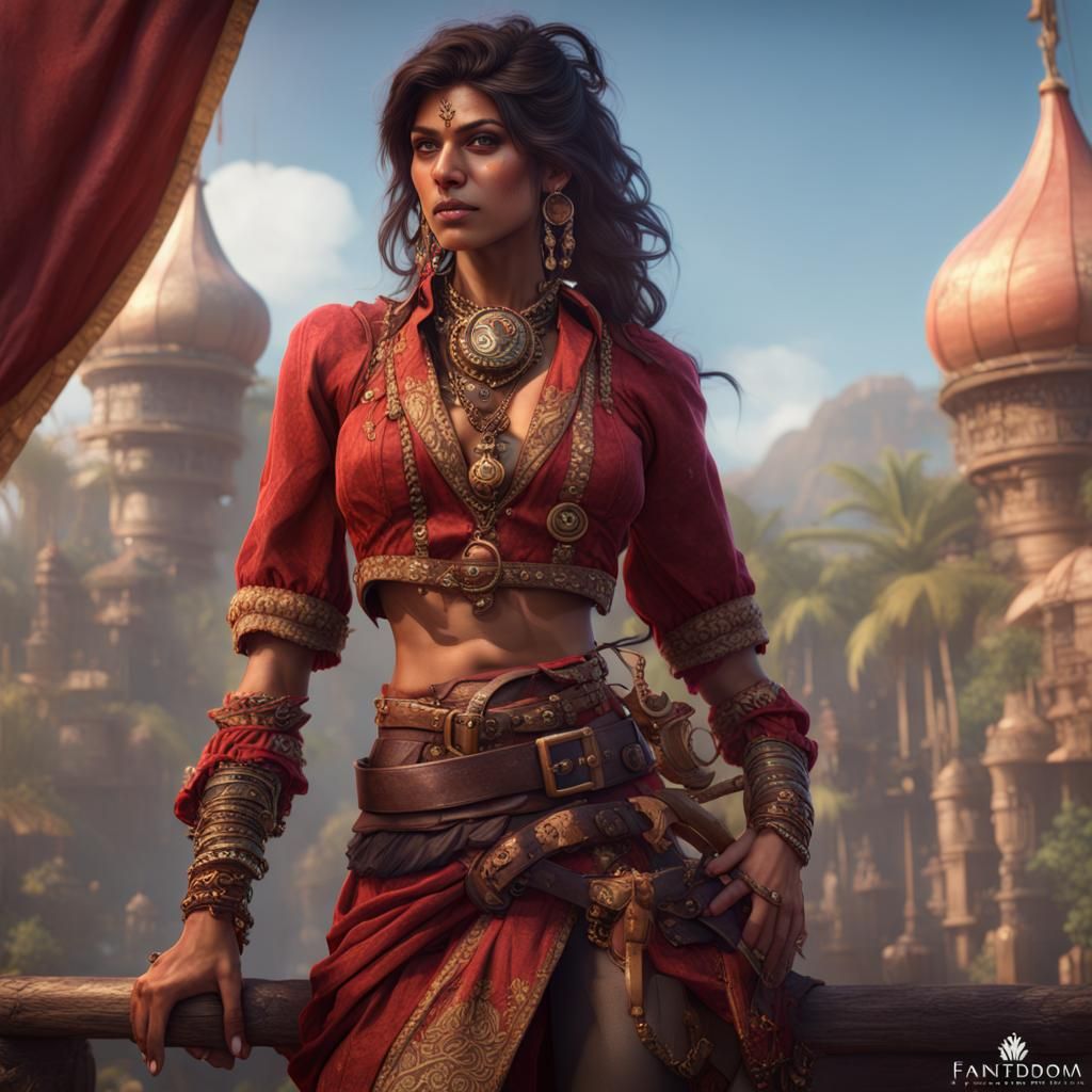 Powerful Middle Eastern Pirate Warrior in Detailed Matte Pai...