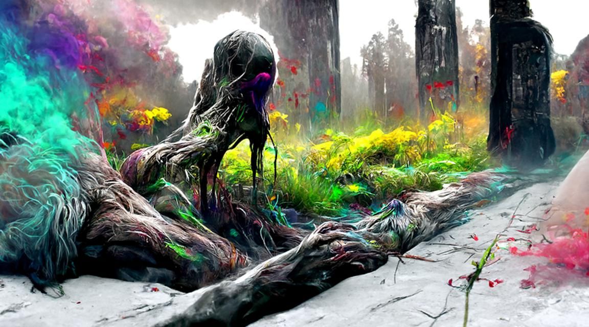 Eerie Supernatural Concept Art in Mixed Media