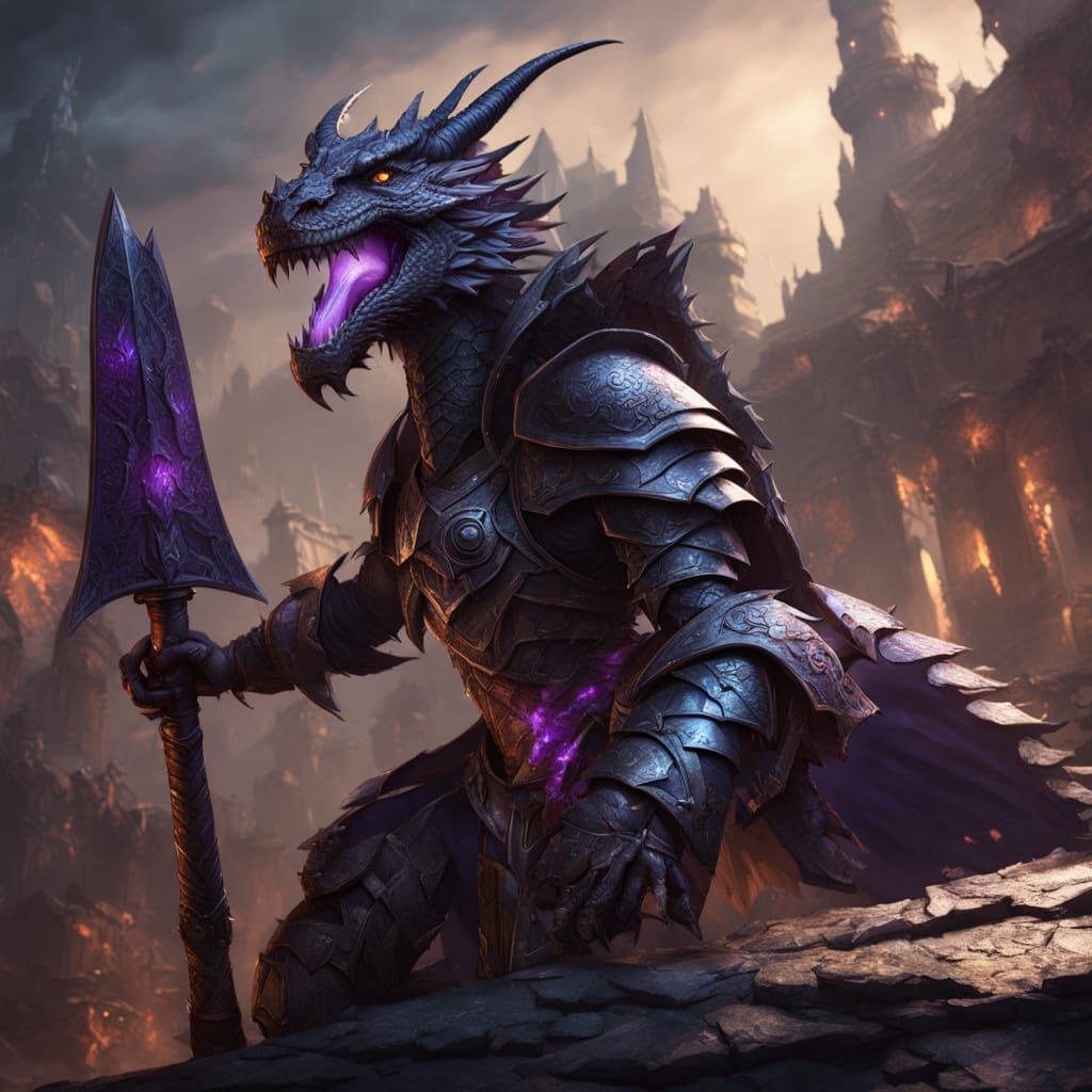 Majestic Dragonborn Warrior in Vibrant Fantasy Art