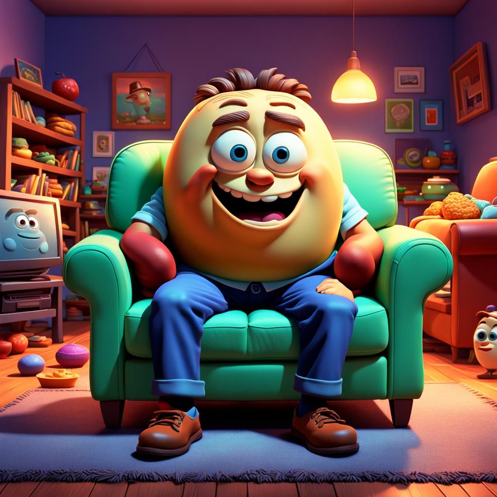 Vibrant Dreamscape Within a Couch Potato's Mind