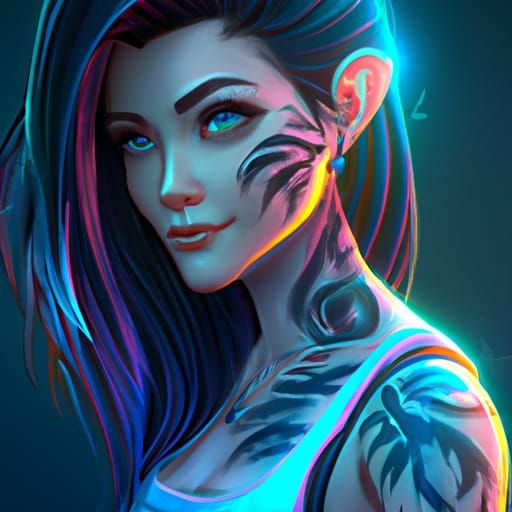 Tiger Woman Portrait in Anime Art Style