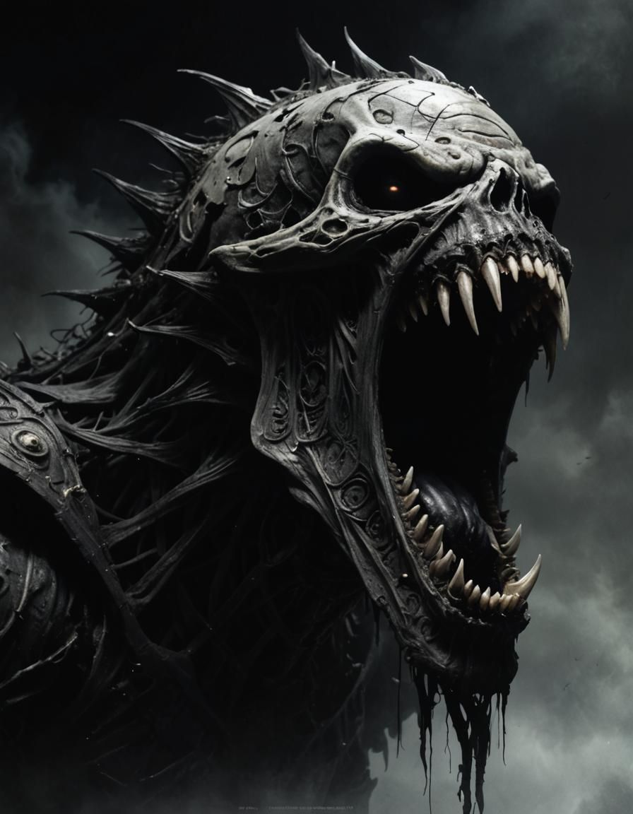 Terrifying Ghoul with Long Teeth in Dark Atmosphere