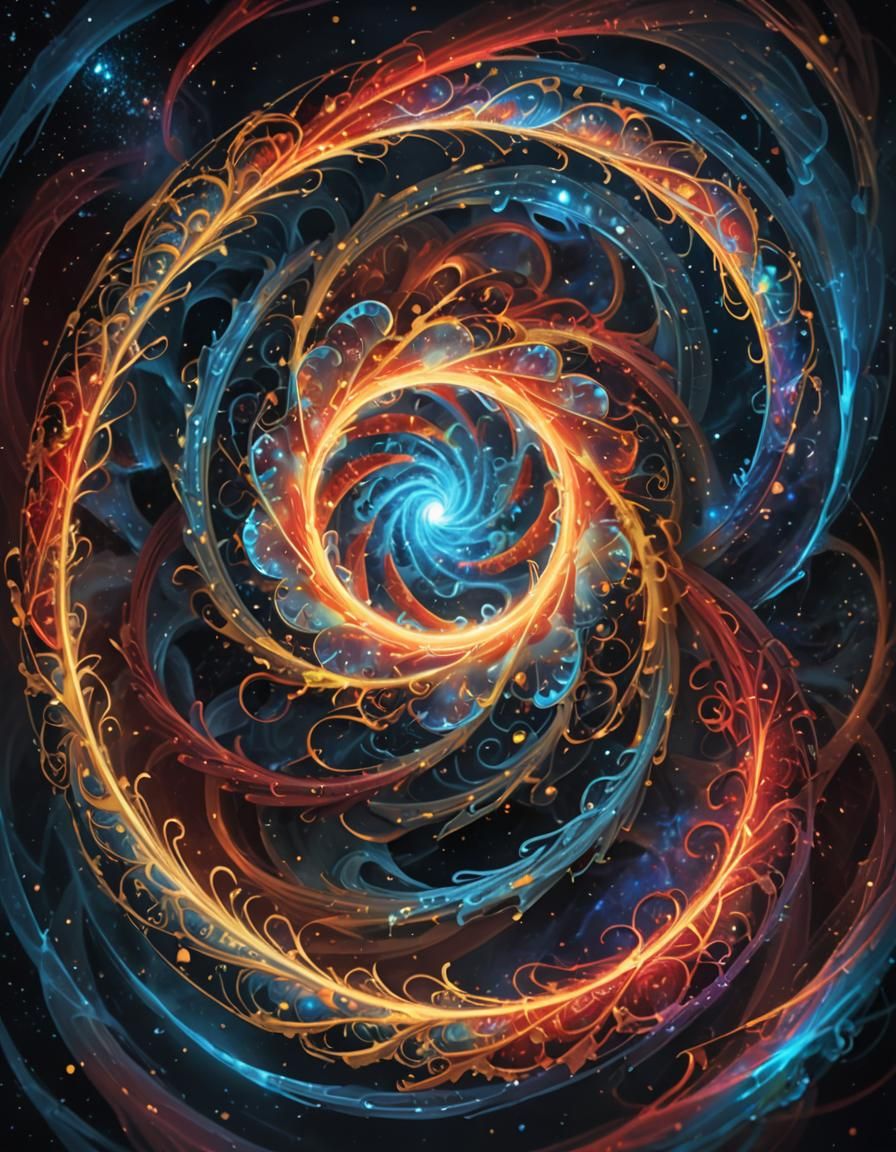 Swirling Vortex of Cosmic Energies in Fantasy Art