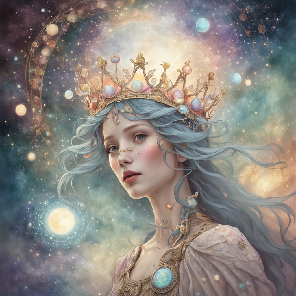Fantasy Portrait in Dreamy Art Nouveau Style