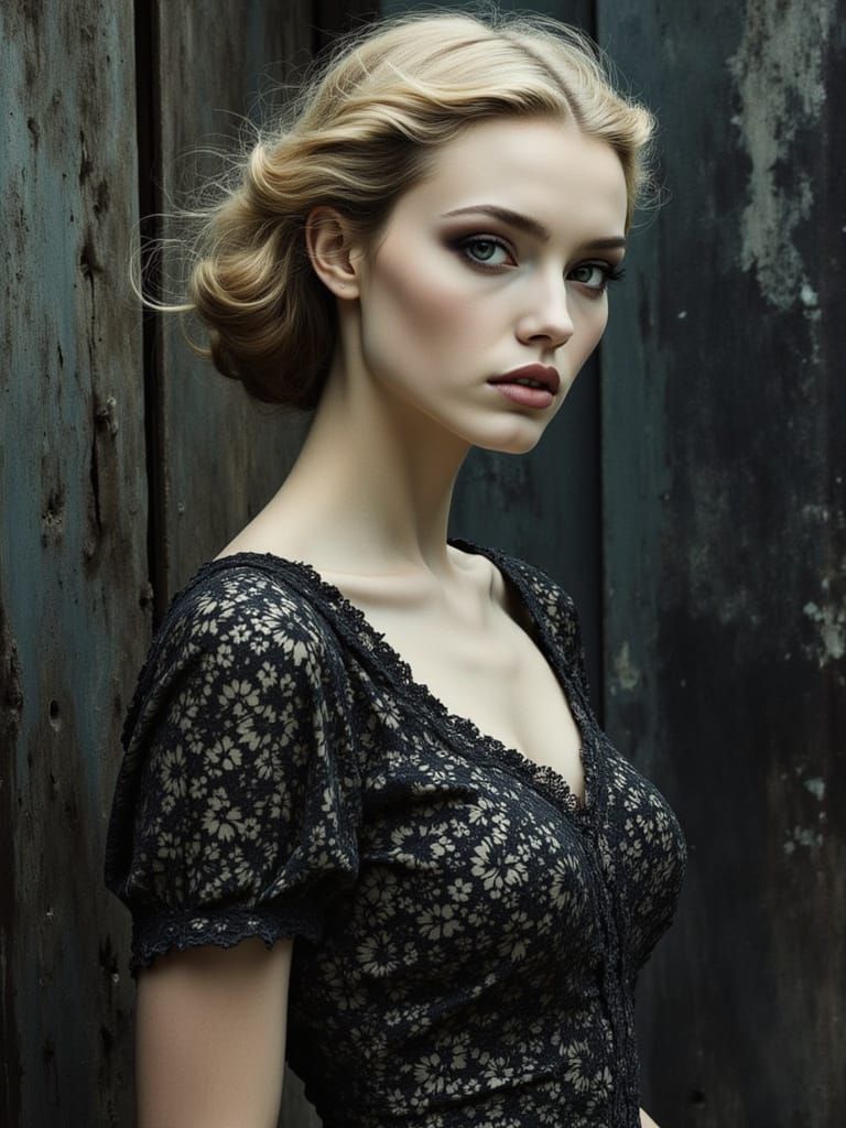 1950s Pin-Up in Glitch Art Style