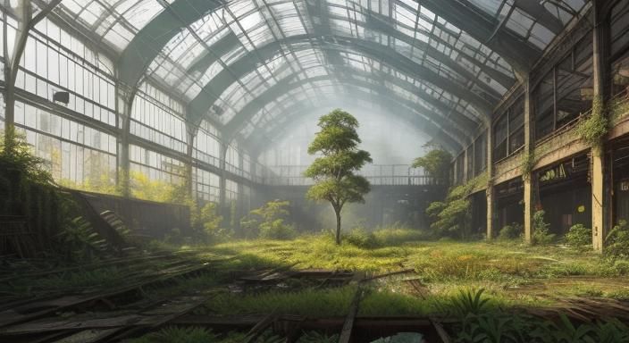 Nature Reclaims Industrial Wasteland in Vibrant Oil Painting...