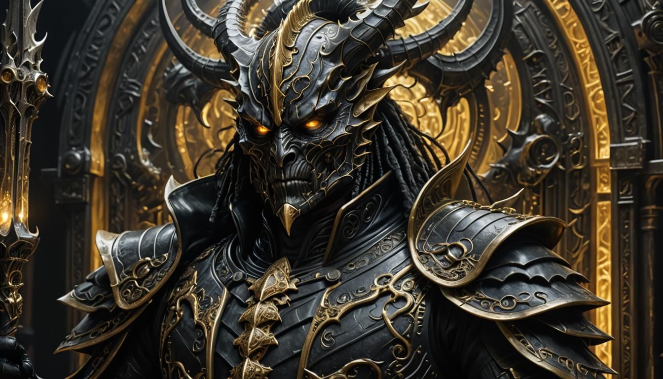 Draconian Warrior Portrait in Gigeresque Style