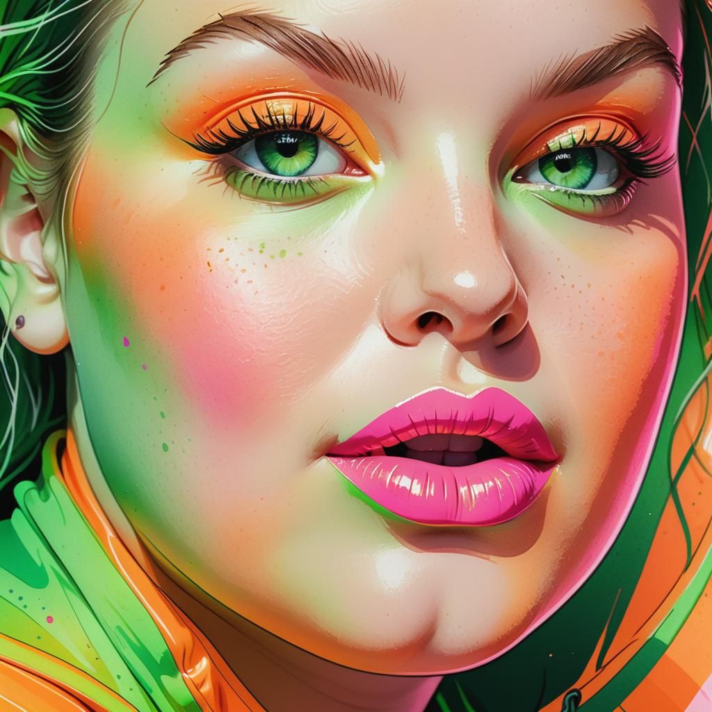 Vibrant Sportswear Portrait in Neon Watercolor Style