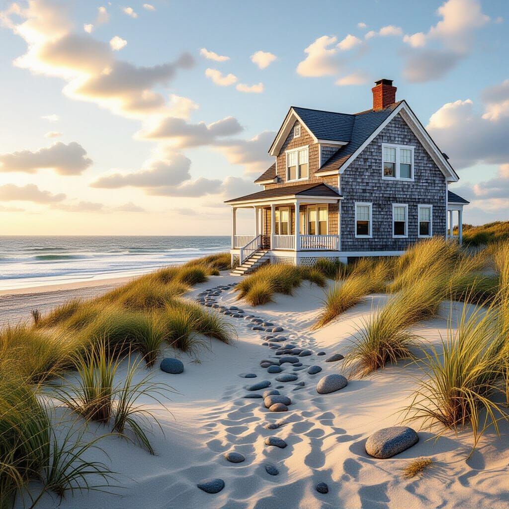 Cape Cod Beach Home on Dune in Hyperrealism