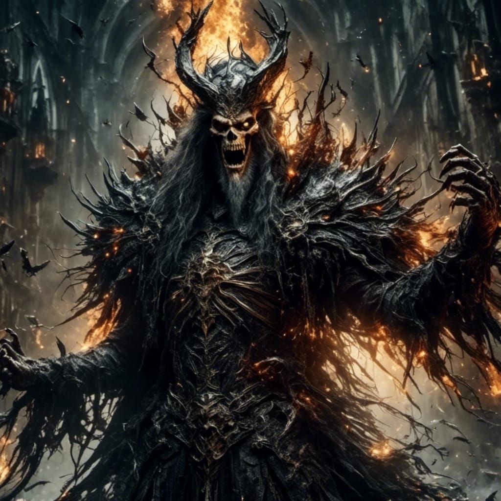 Hyperrealistic Dark Fantasy Scene with Intricate Details