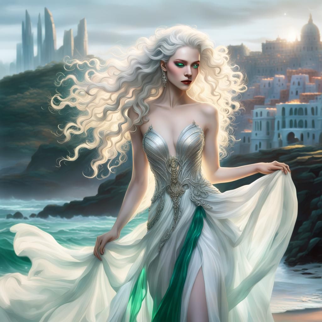 Ethereal Sea Nymph in a Rococo Twilight