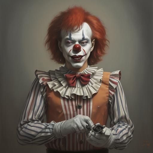 Creepy Clown in Oil Painting Style