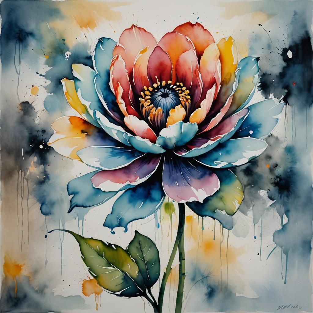 Abstract Floral Watercolor in Brandrup Style