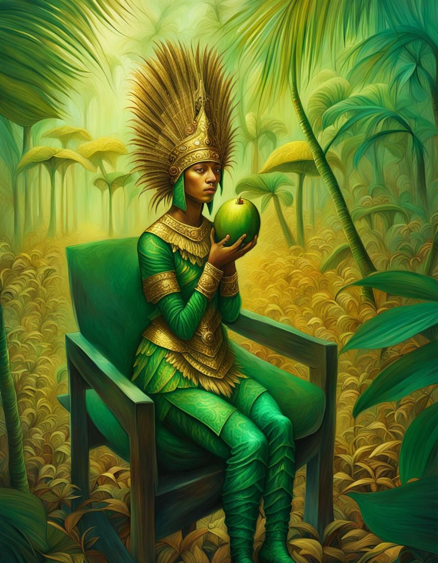 Mystical Jungle Woman with Coconut: Fantasy Concept Art
