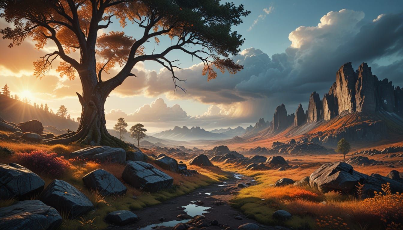 Gritty Wilderness Landscape in Summer Sweden Oil Painting