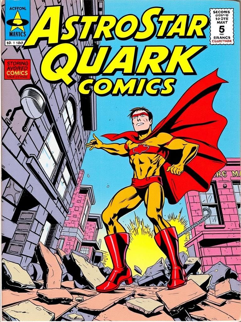 Super Quark Man Demolishes Slum: 1980s Comic Book Cover