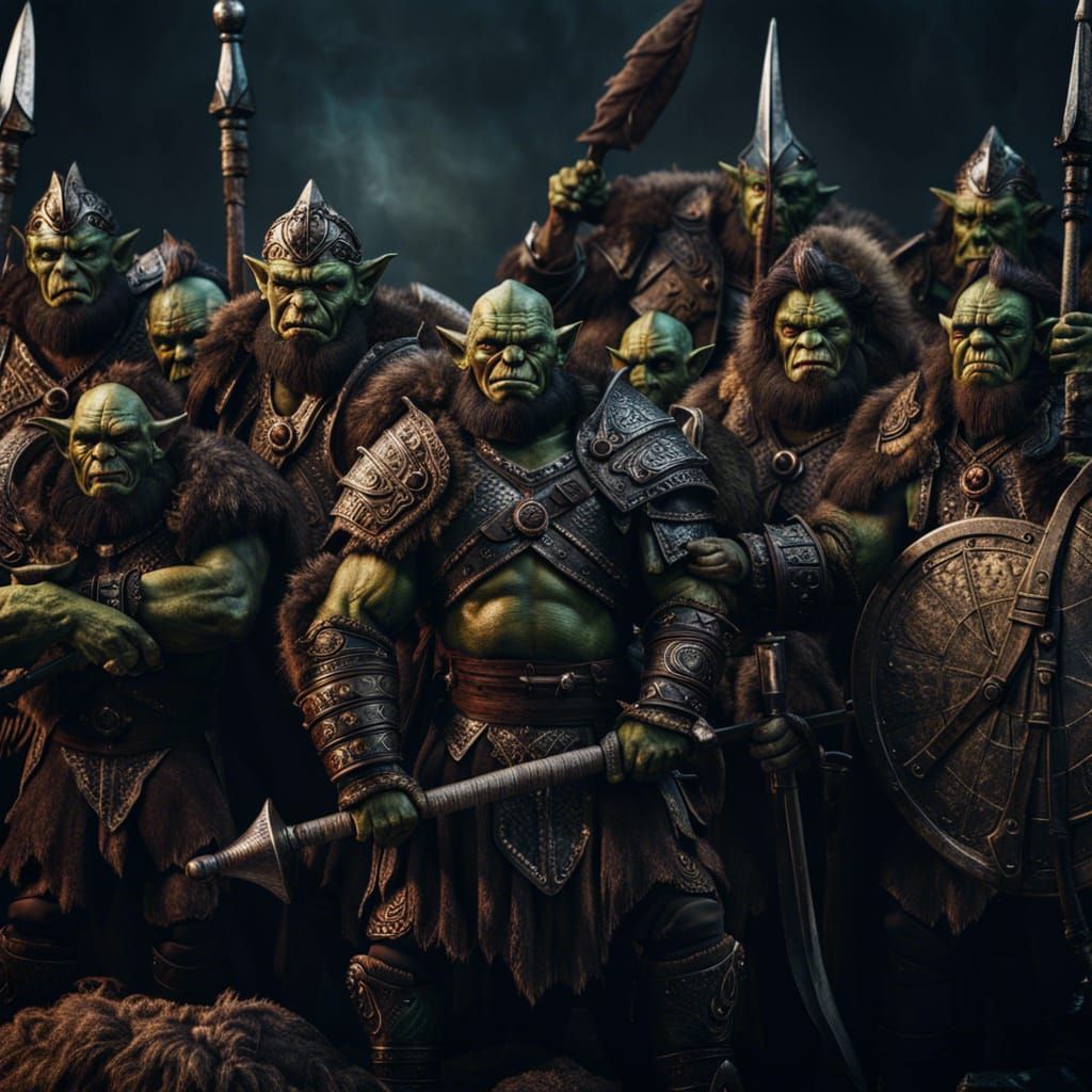 Orc Warriors Victory Banner in Rembrandt Style