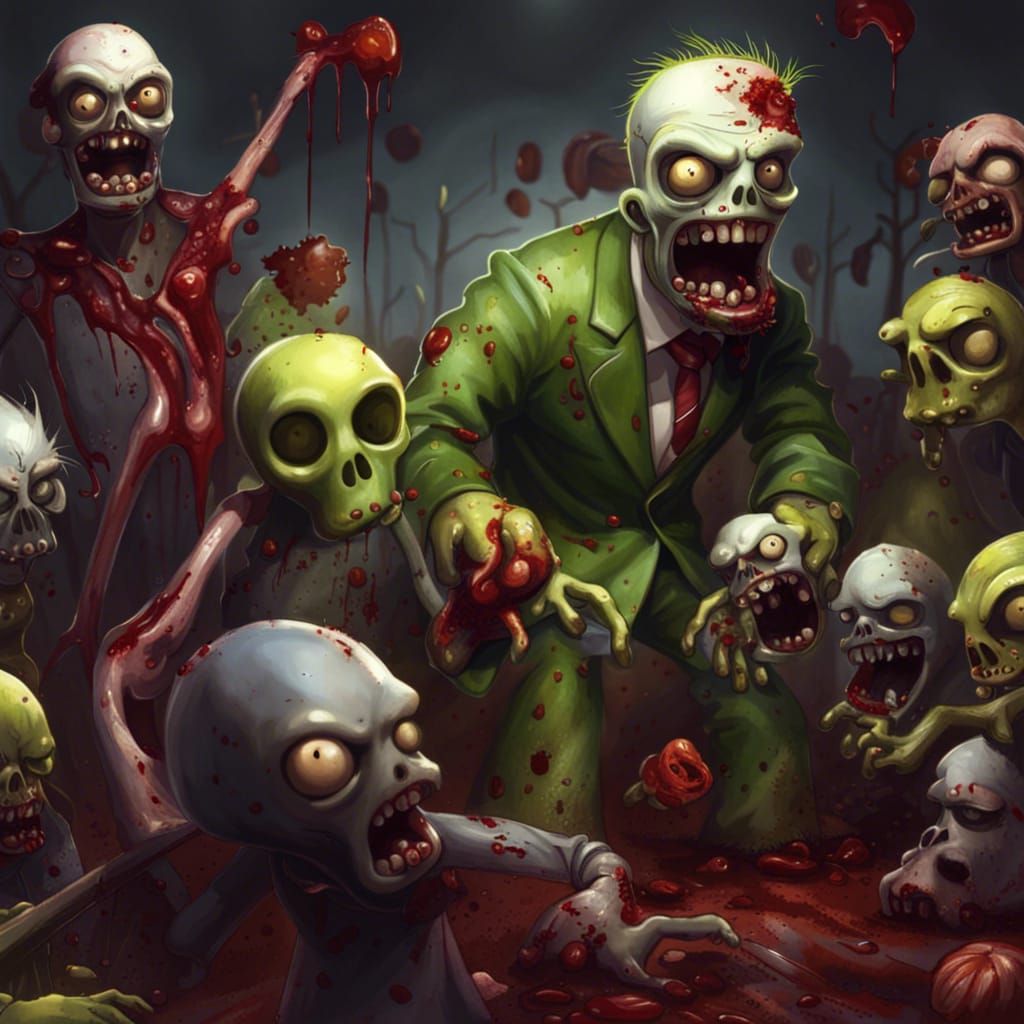 Realistic Plants vs Zombies Game Scene