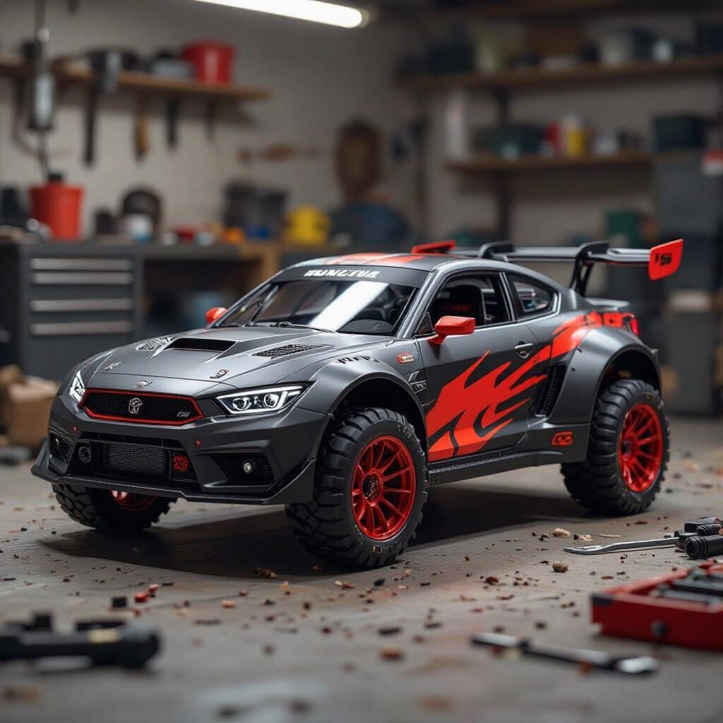 3D Rendered Tamiya Mini 4WD Car: Brocken Gigant & Burning Su...