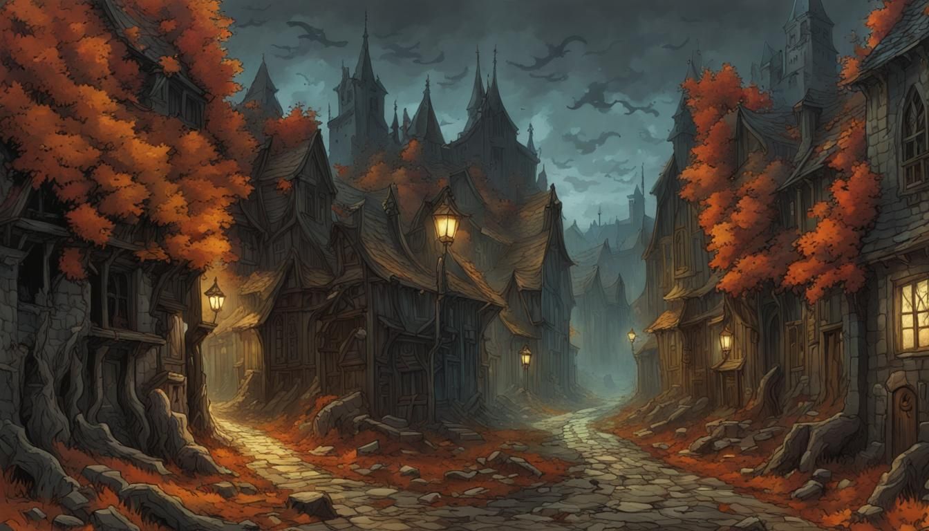 Cthulhu: Abandoned Medieval Street in Autumn