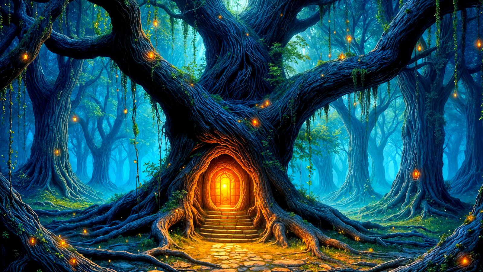 Enchanted Jungle Shrine in Impasto Style