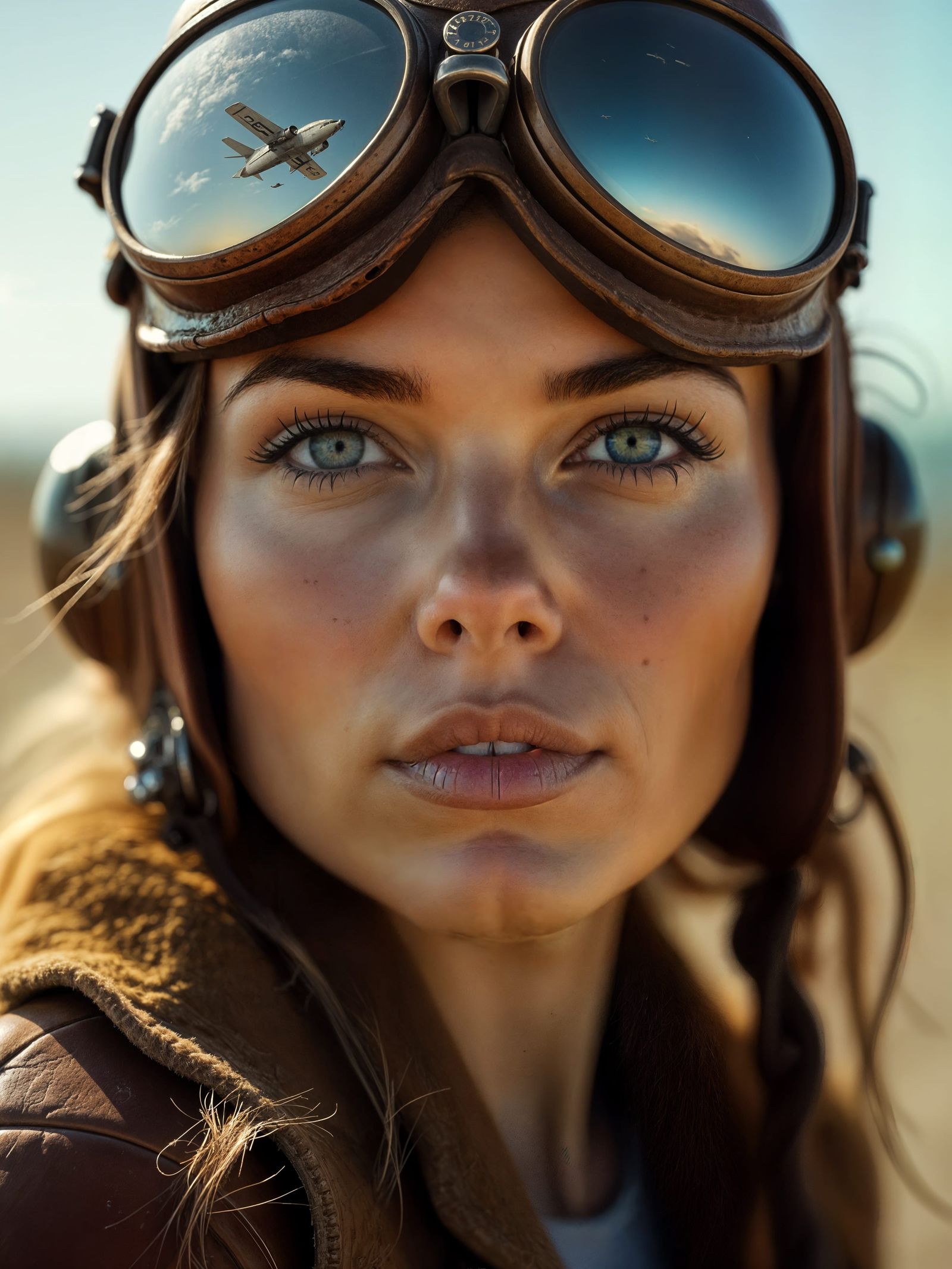 Vintage Aviatrix Portrait in Sepia Tones