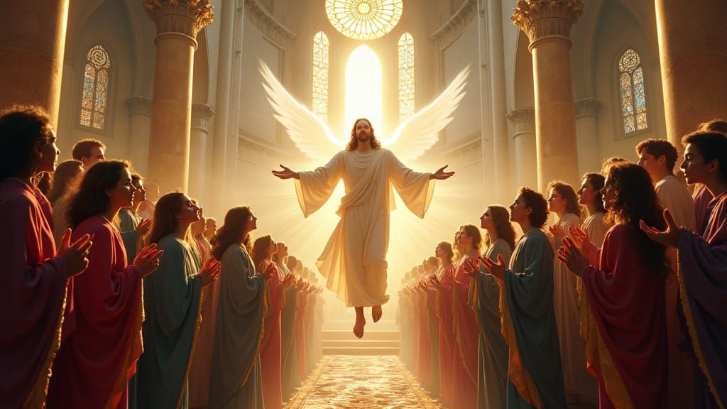 Heavenly Worship Scene in Ethereal Cathedral Style