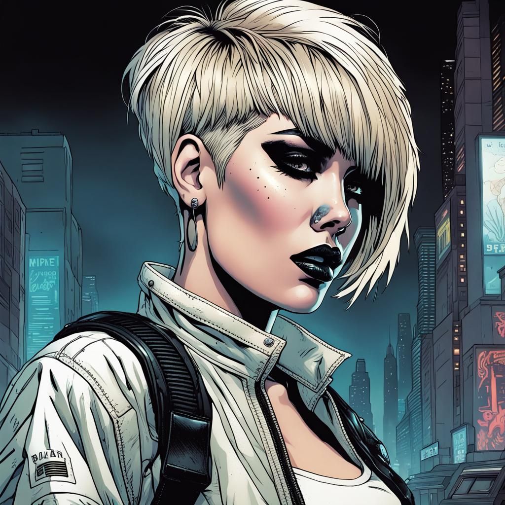Woman as Bladerunner Character in Comic Book Art