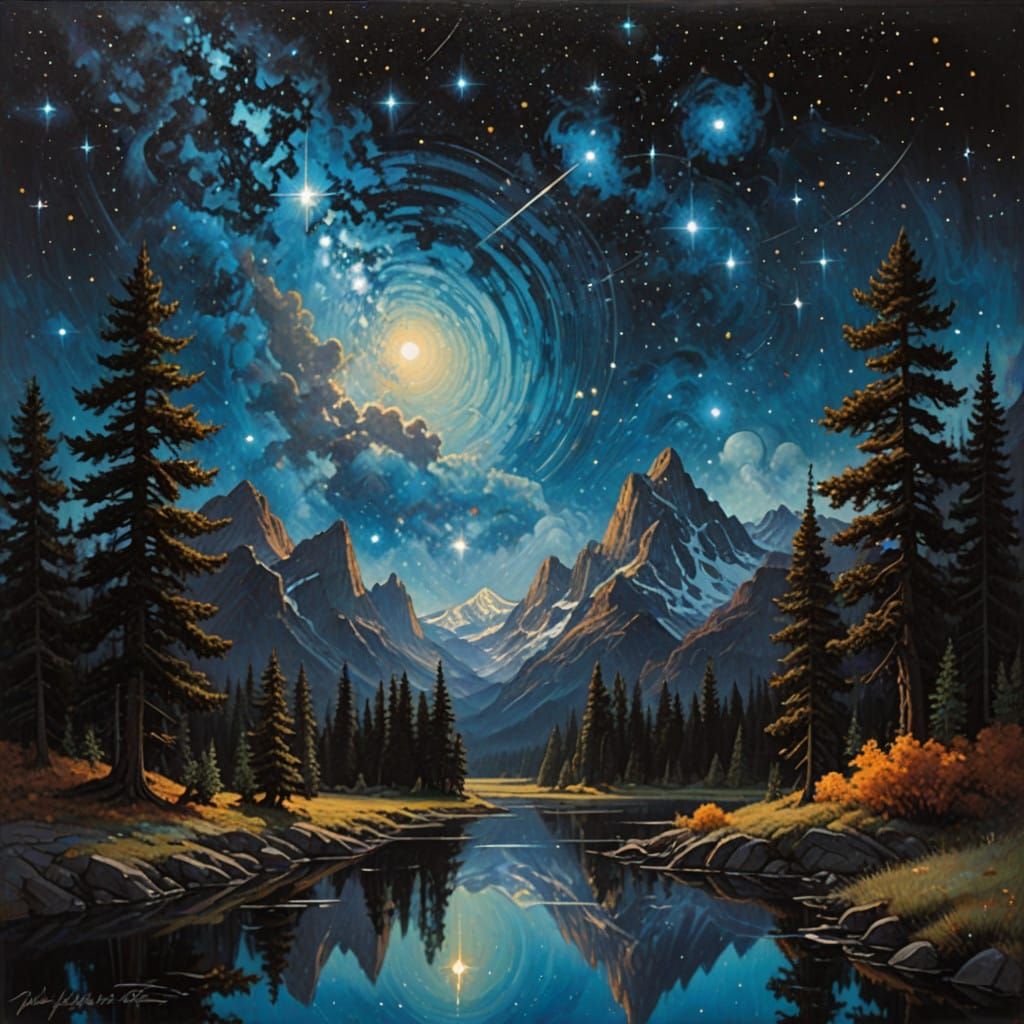 Celestial Dreamscape of the Orion's Belt Stars