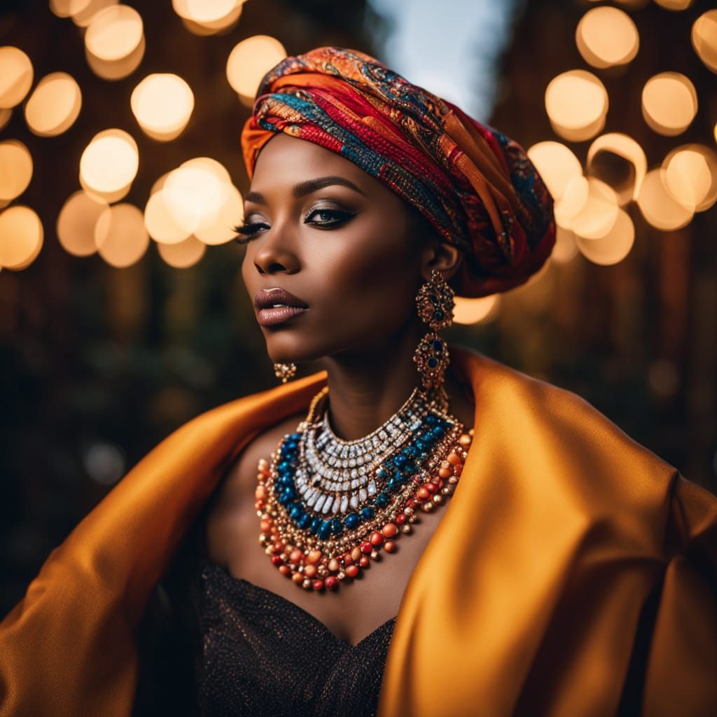 Stunning Black Woman in High-End Fashion Photography