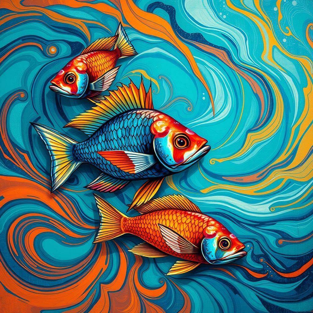 Colorful Ocean Fish in Abstract Dreamscape