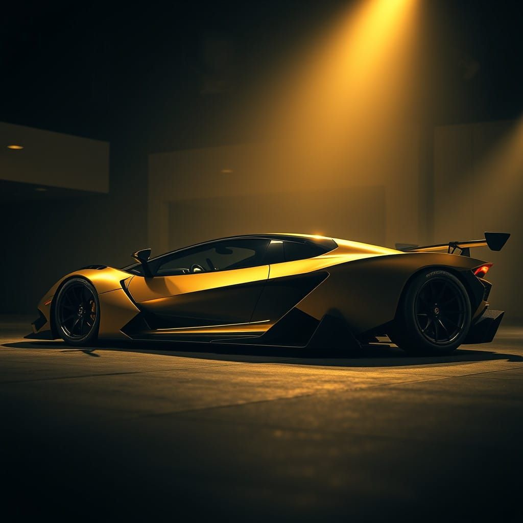 Lamborghini Vision GT Super Car in Futuristic, High-Tech Ill...