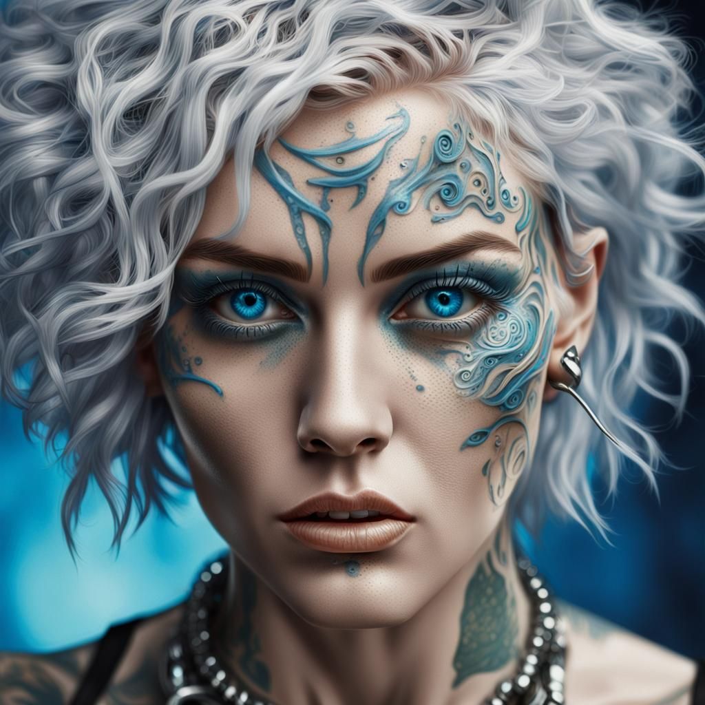Futuristic Woman Portrait in Vintage Digital Art Style