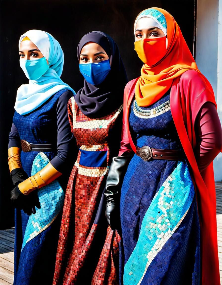 Danish Women in Hijabs: An Oil Painting Portrait