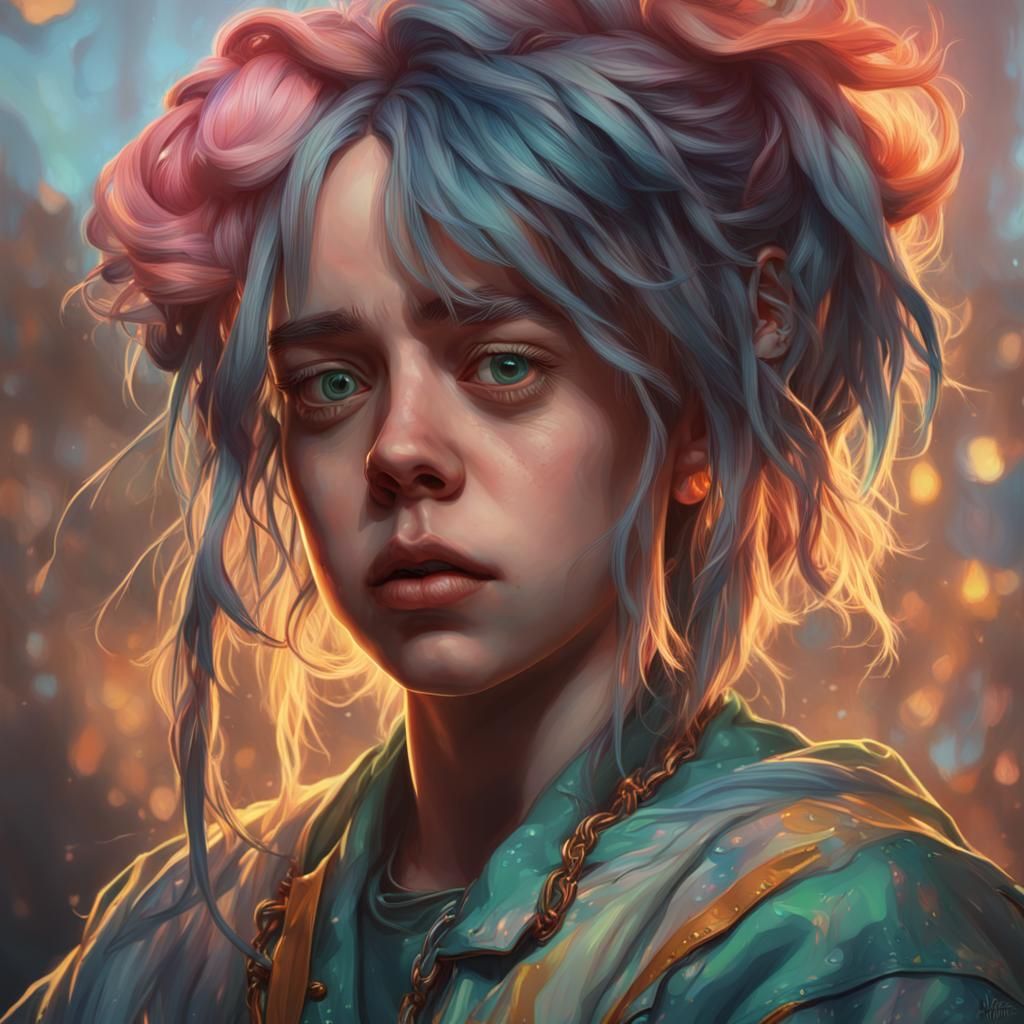 Billie Eilish Portrait in Pixar Style