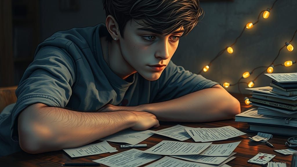 Young Adult Lost in Regretful Reflection