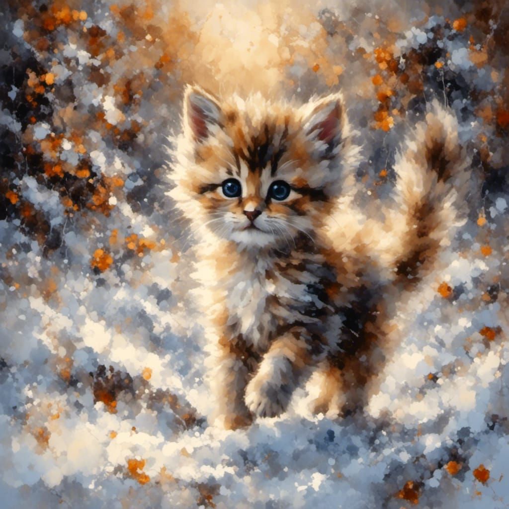 Cute Kitten in the Snow