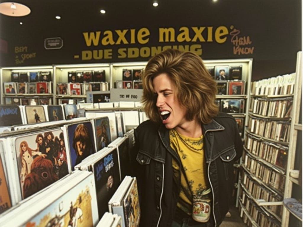 Retro Vinyl Enthusiast in Waxie Maxie's Record Store