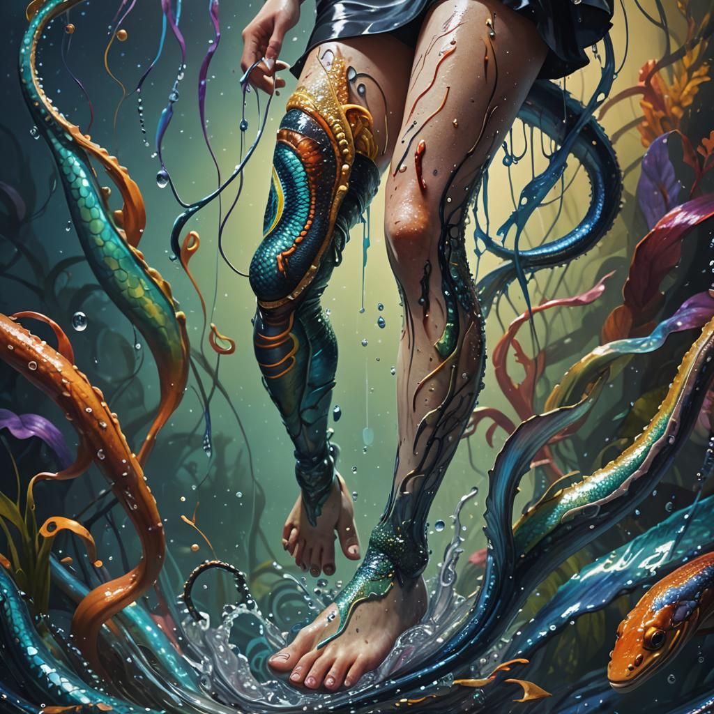 Eel Emerges: Hyperrealistic Splash Art Concept