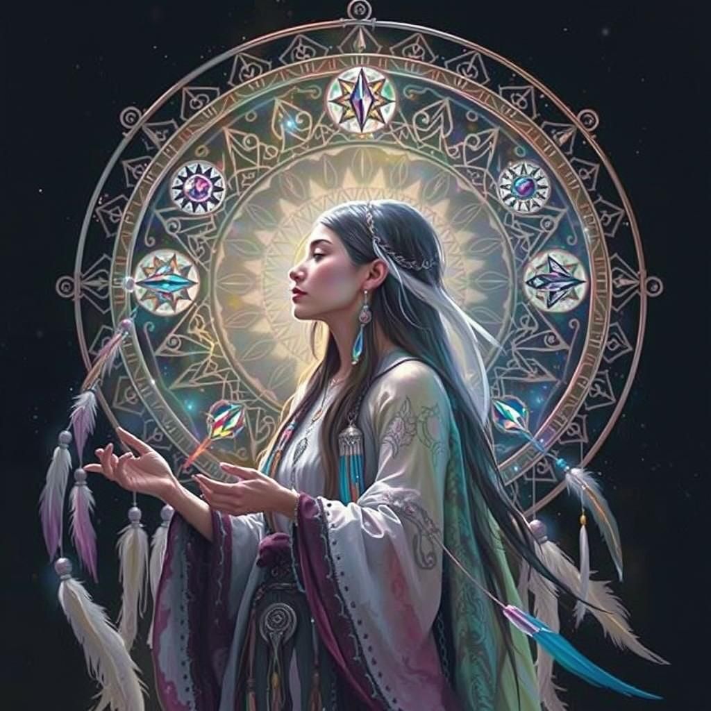 Prismatic Shaman Dreamweaver in Watercolor Style