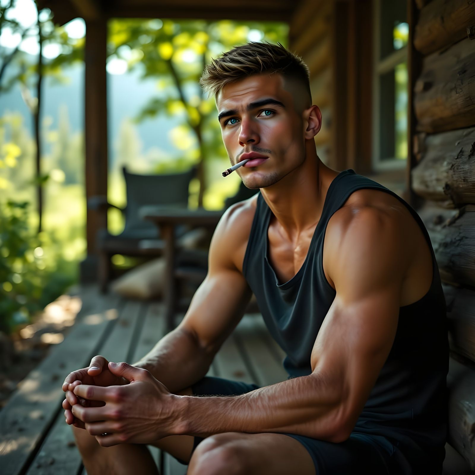 Serenity on a Mountain Cabin Porch