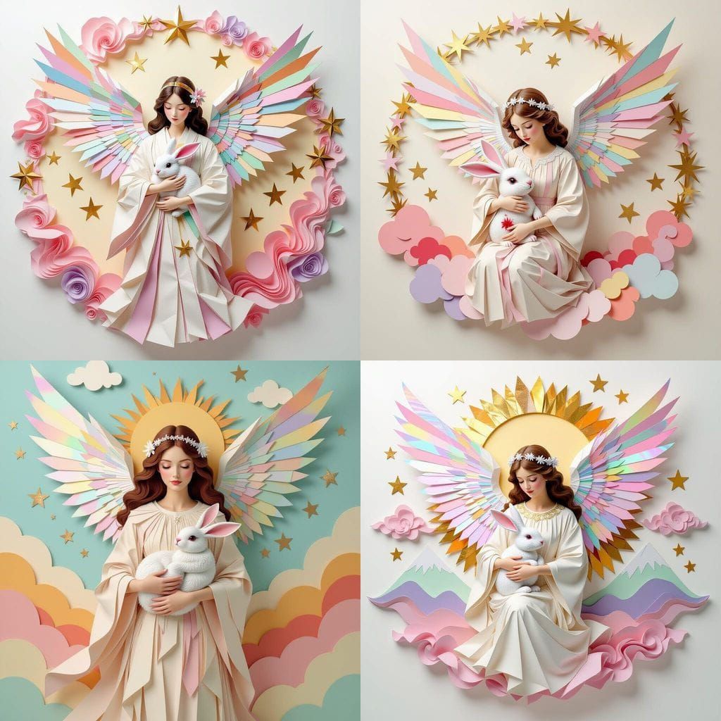 Radiant Paper Angel Rescues Wounded Rabbit